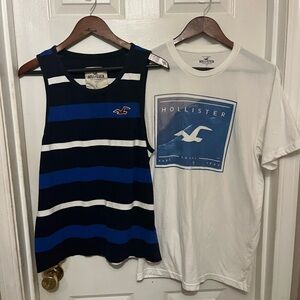 Vintage Hollister Blue and Black Striped Tee